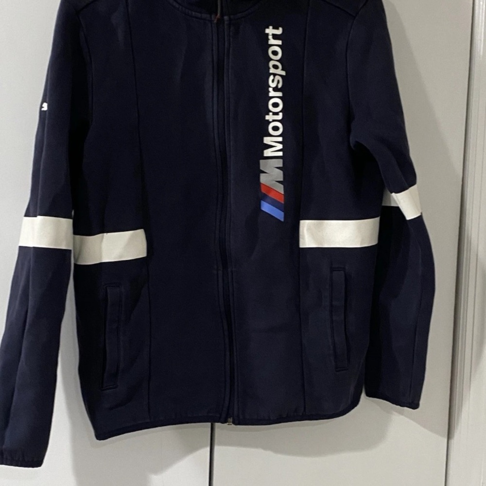 Puma Motorsports BMW Hoodie Blue Full Zip Long Sleeve Sweatshirt Mens Size  M